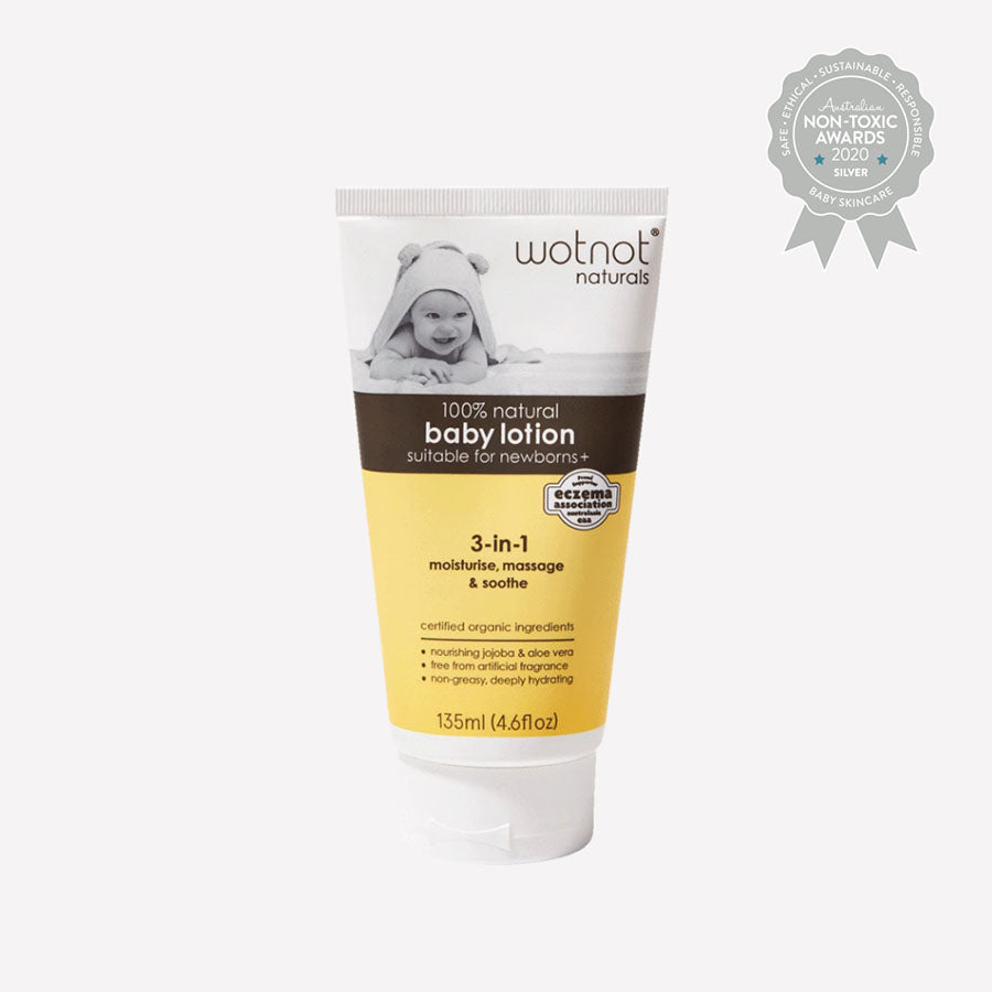 
            
                Load image into Gallery viewer, WOTNOT 100% Natural &amp;amp; Organic Baby Body Lotion 135ml
            
        