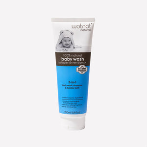 WOTNOT 100% Natural & Organic Baby Wash, Shampoo & Bubble Bath 250ml